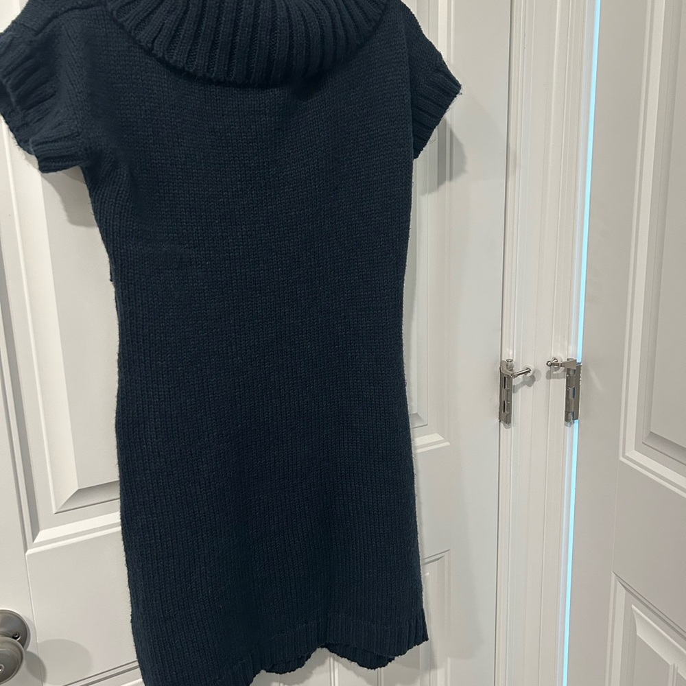 Say What? Navy Cable Knit Cowl Neck Sweater Dress - Picture 2 of 3